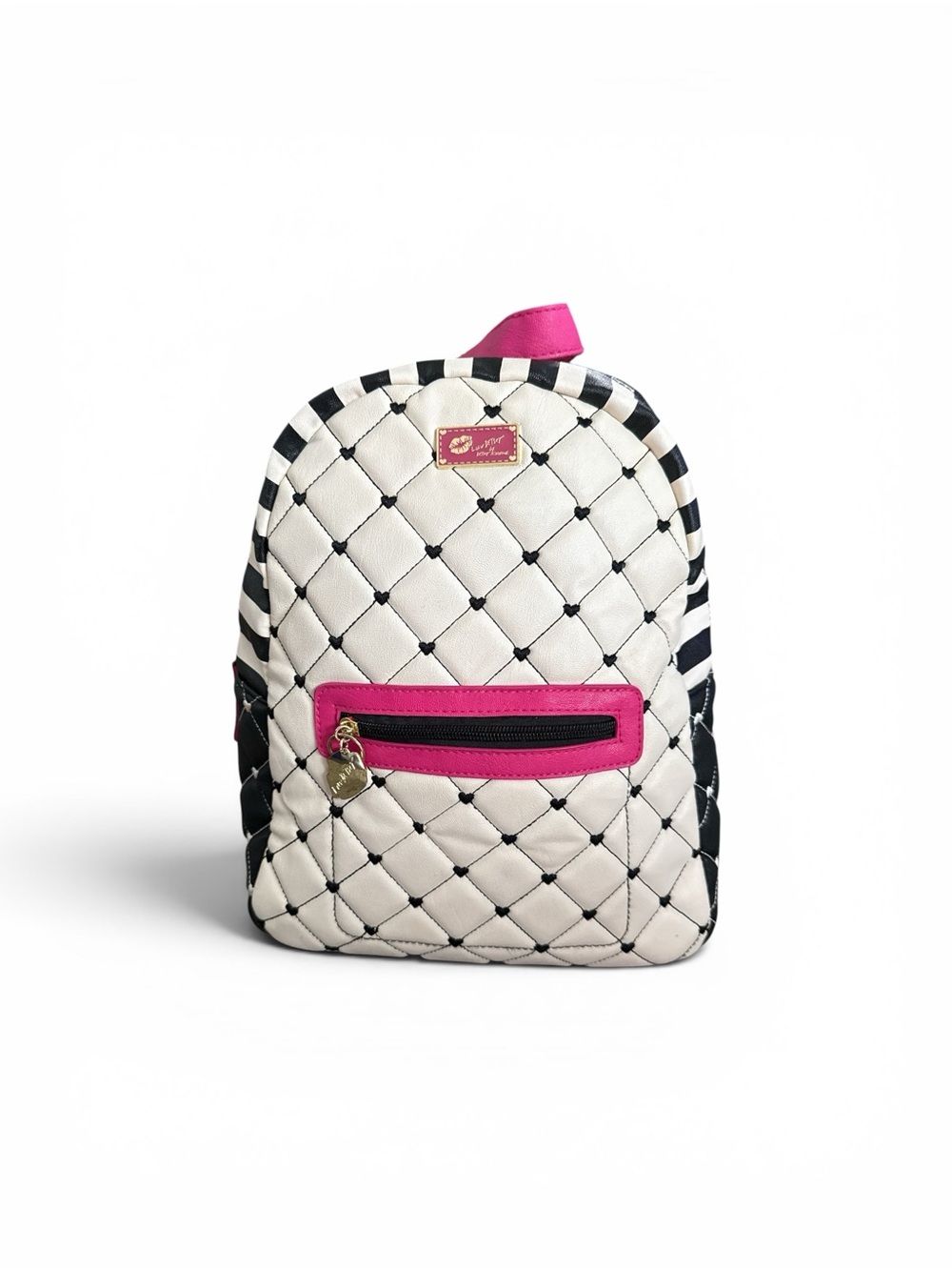 Betsy Johnson Small Quilted Backpack with Pink Accent - Casual Bag